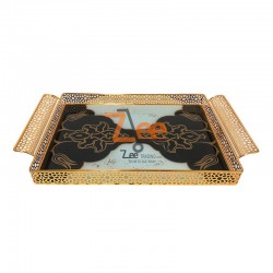 Glass Serving Tray Gold 20591G
