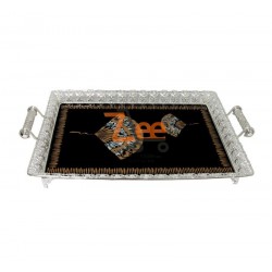 Glass Serving Tray Silver...