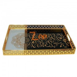 Glass Serving Tray Gold 20777G