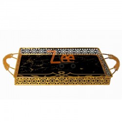 Glass Serving Tray Gold 20789G