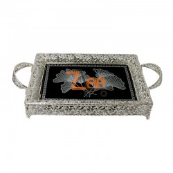 Glass Serving Tray Silver...